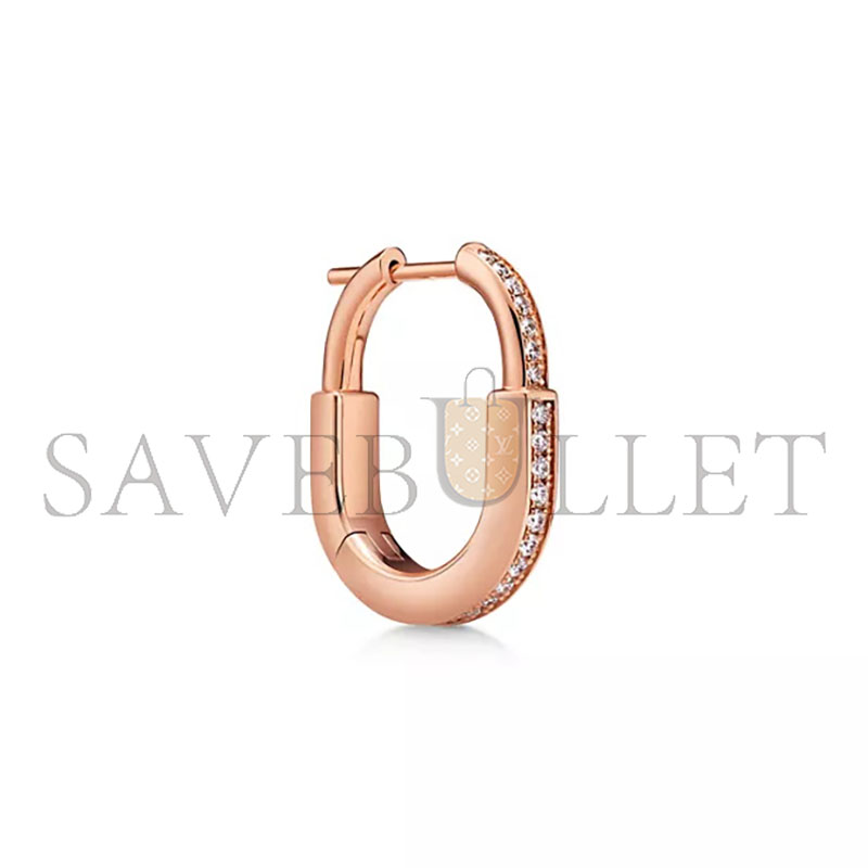 TIFFANY LOCKSMALL LOCK EARRINGS IN ROSE GOLD WITH PAVÉ DIAMONDS 74365892